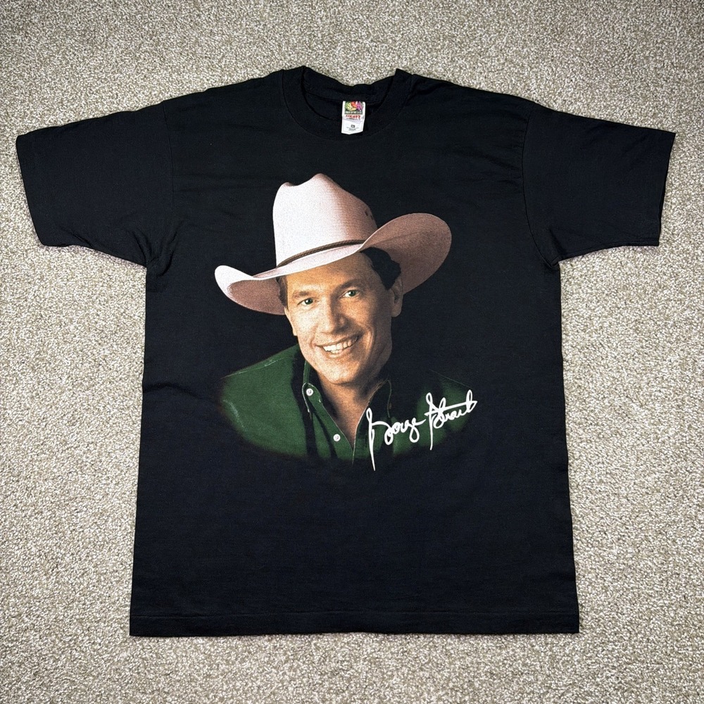Vintage George Strait Shirt 90s Big Face Size XL Double Sided Country Music Nos